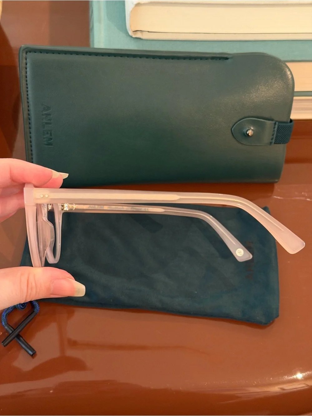 AHLEM Eyewear Rue Charlot Blushed Pink Blue Light Glasses + Sleeve + Case